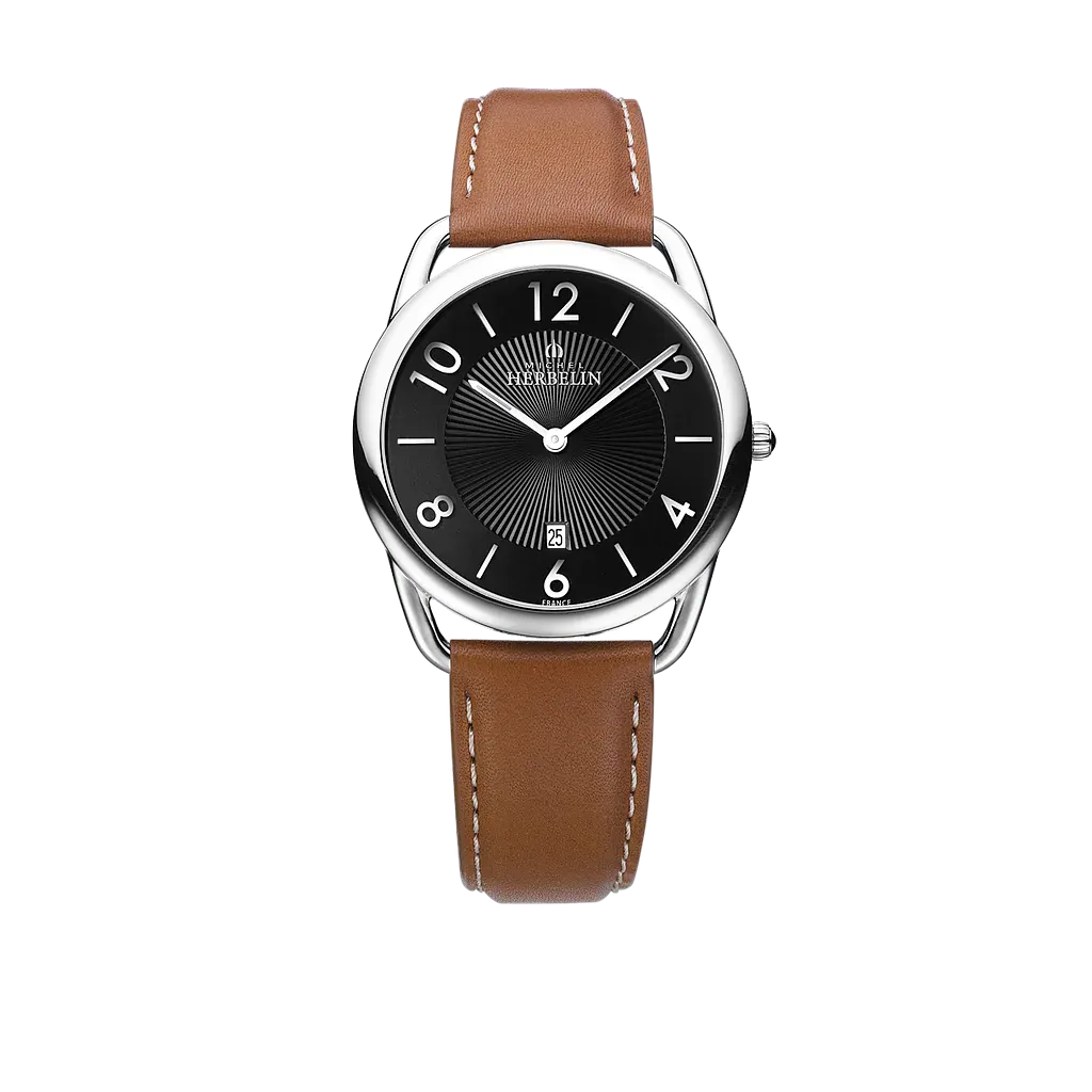 Michel Herbelin - Montre Equinoxe Cuir Marron Cadran Noir