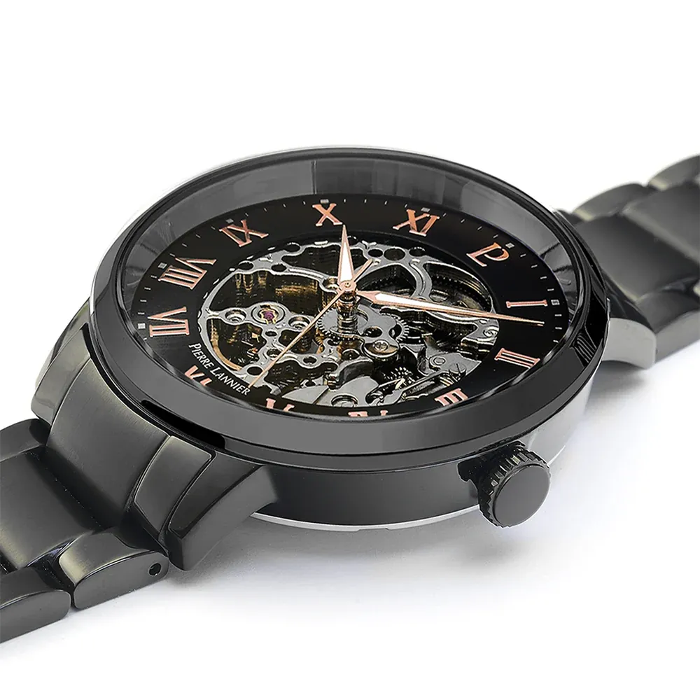 Pierre Lannier - Montre Automatique Noire Cadran Gris & Rose Gold – Image 2
