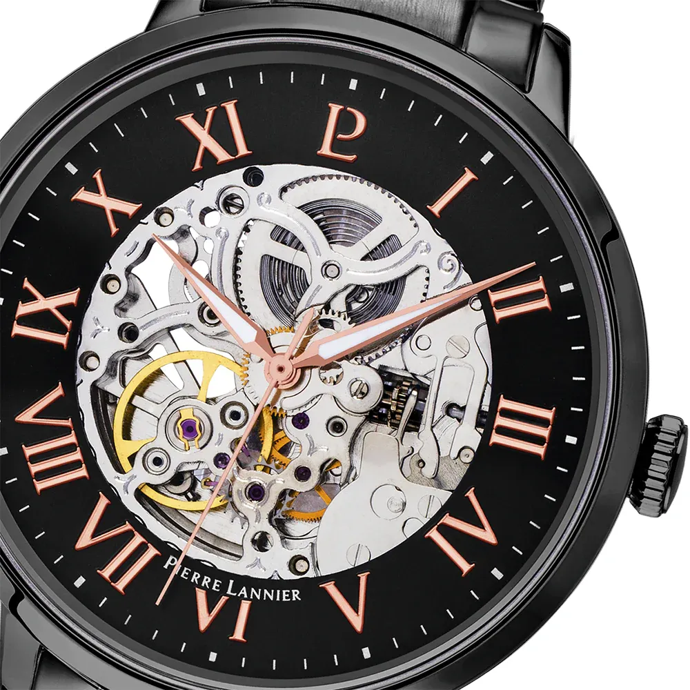 Pierre Lannier - Montre Automatique Noire Cadran Gris & Rose Gold – Image 3