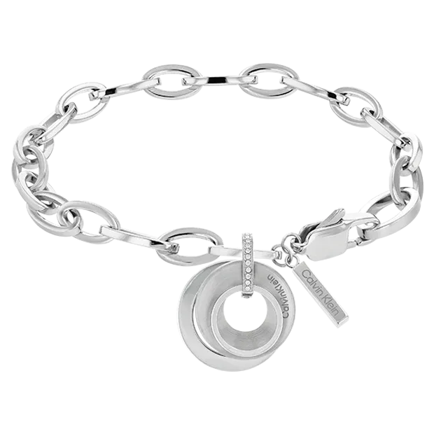 Calvin Klein - Bracelet Pendentifs Cercles & Cristaux Acier