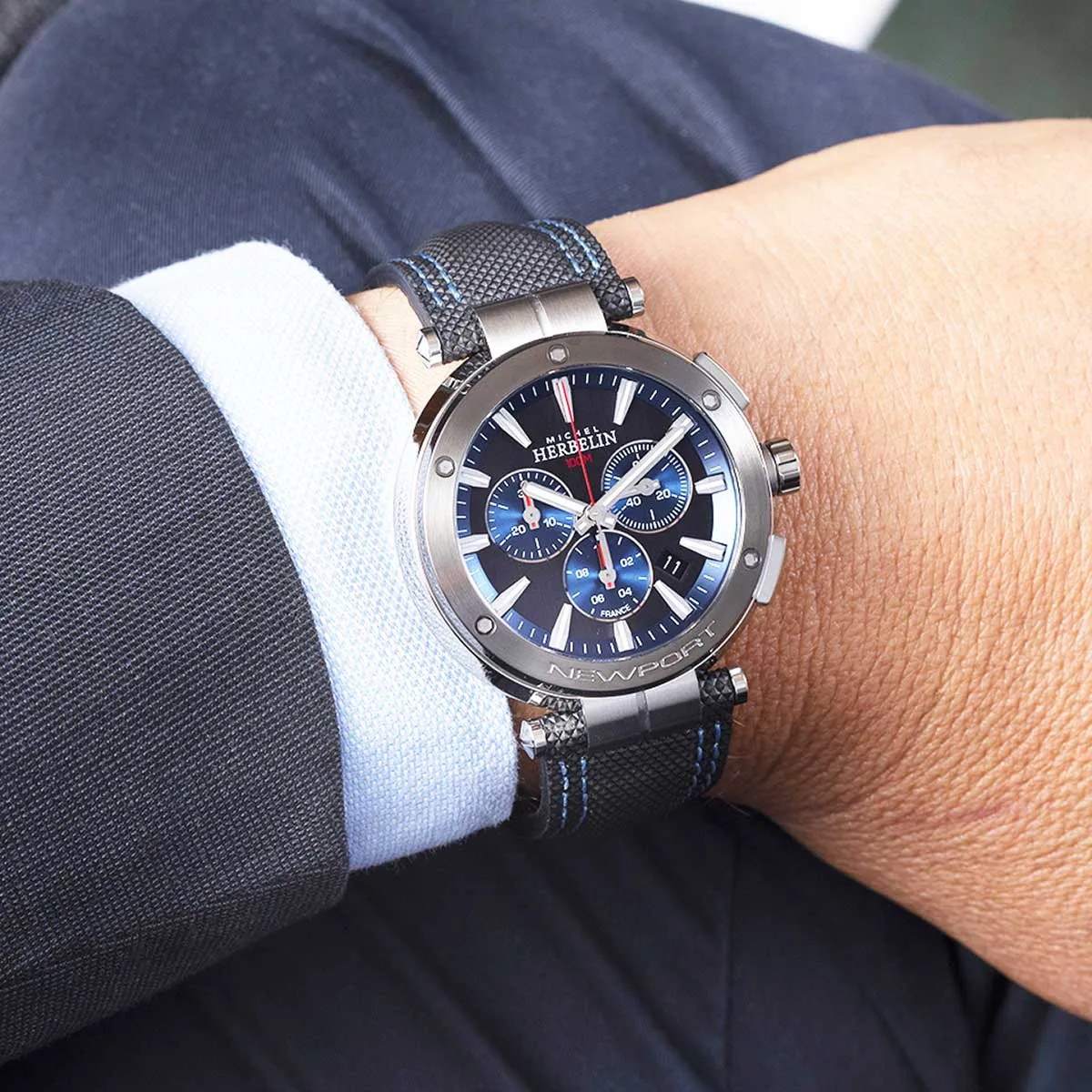 Michel Herbelin - Montre Newport Chrono Fond noir – Image 2