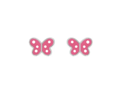 Pixies - Boucles d'Oreilles Papillon Laquées Argent 925