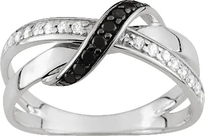 Pixies - Bague Oxydes Blancs & Noirs Croisés Argent 925 – Image 2