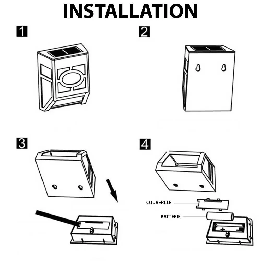 Applique Murale Solaire 2 Veilleuses Noire – Image 7