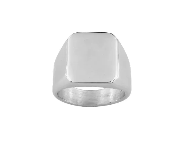 Pixies - Bague Homme Chevalière Acier Inoxydable Gris