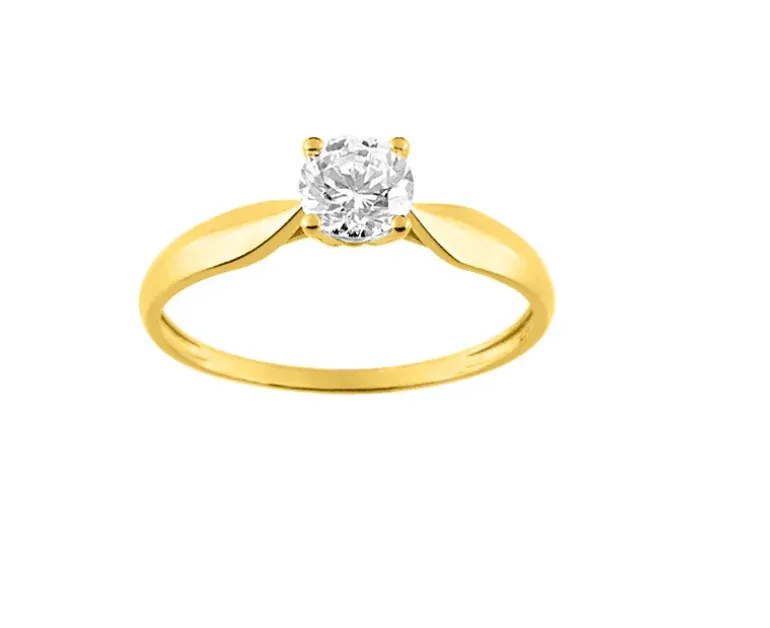 Pixies - Bague Solitaire Oxyde & Or Jaune 375 Millièmes