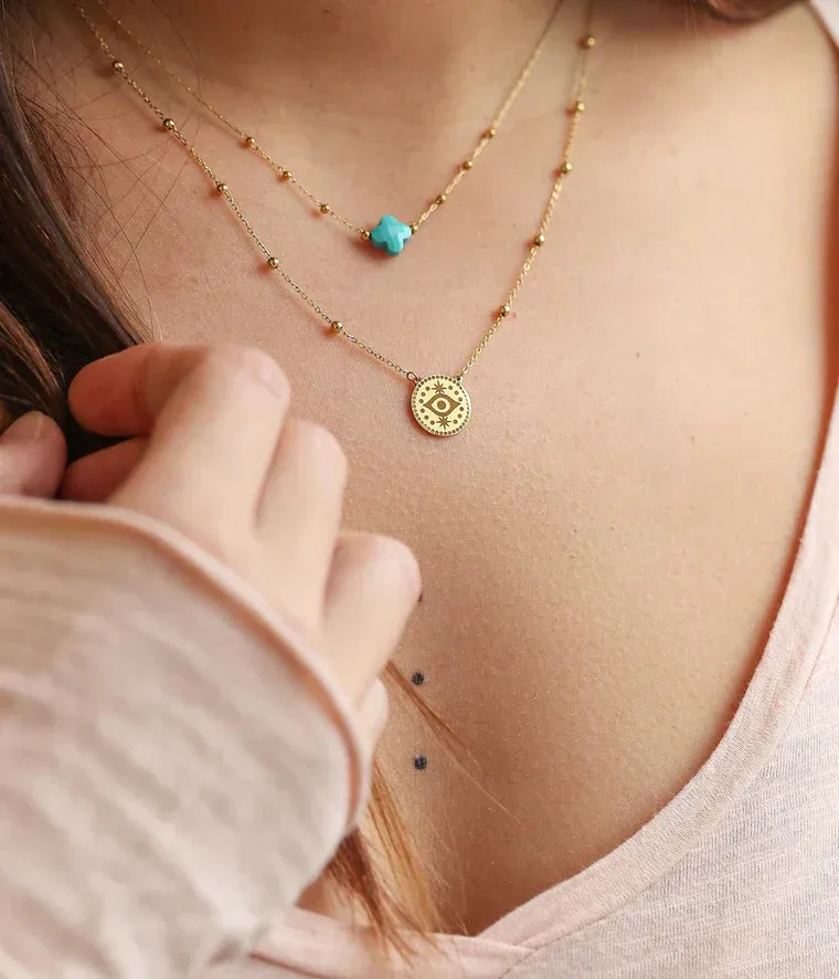 Zag Bijoux - Collier Velasquez Apatite Acier Doré – Image 2