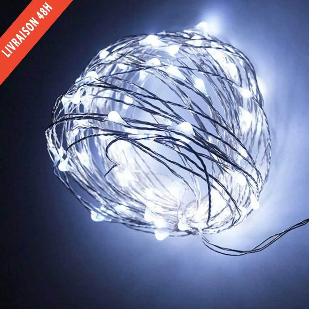 Guirlande Solaire Fil de Cuivre 240 LED Blanche