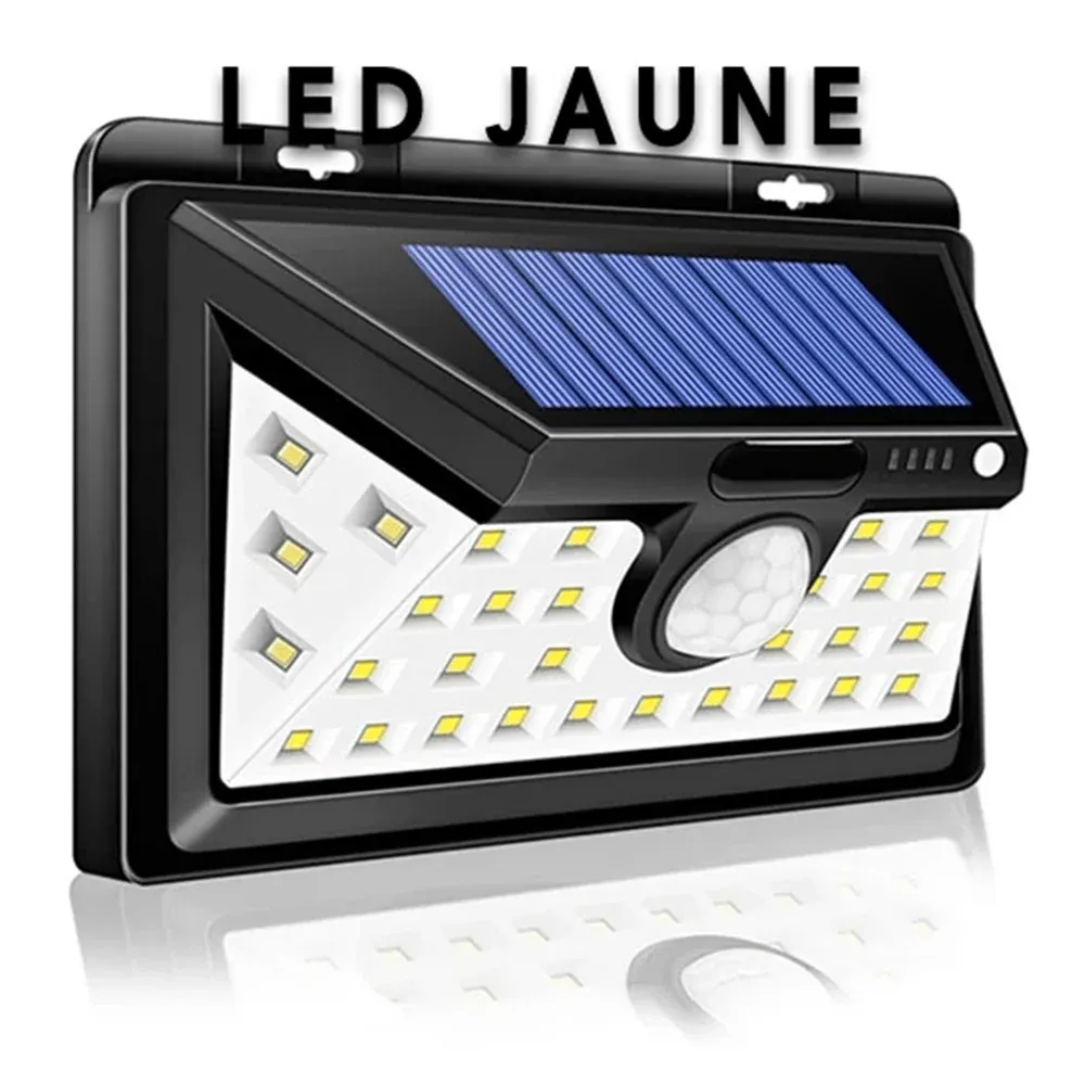 Applique murale solaire Noire Led Jaune
