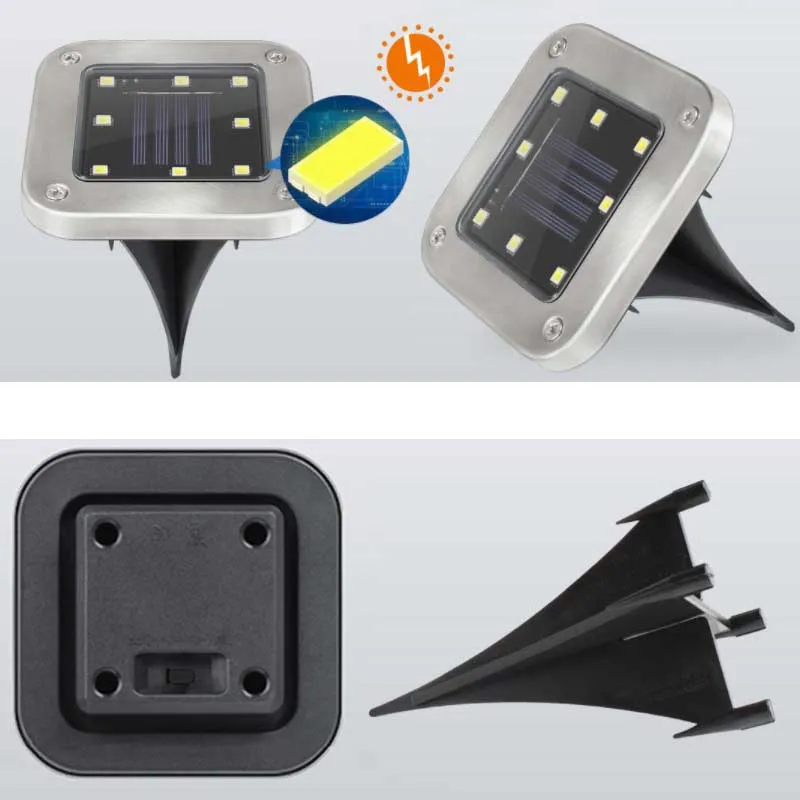 Balise solaire extérieure "2 Piquet de Sol en Inox" (Carré) – Image 7