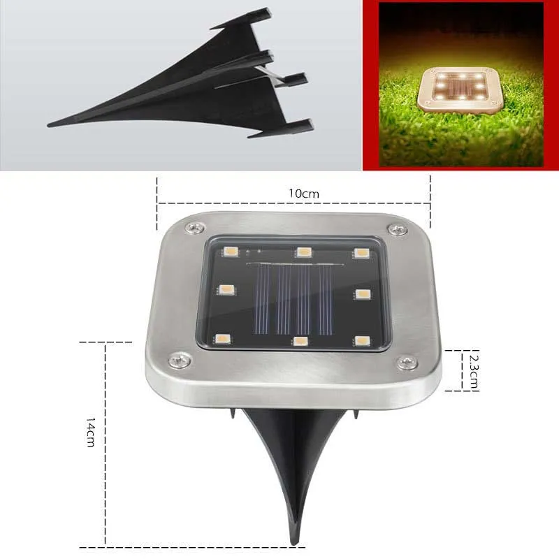 Balise solaire extérieure "2 Piquet de Sol en Inox" (Carré) – Image 6