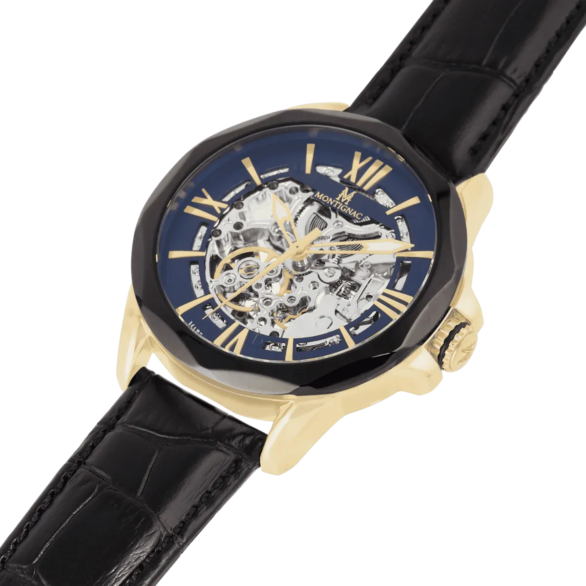 Montignac - Montre Round Automatique Cuir Noir – Image 2