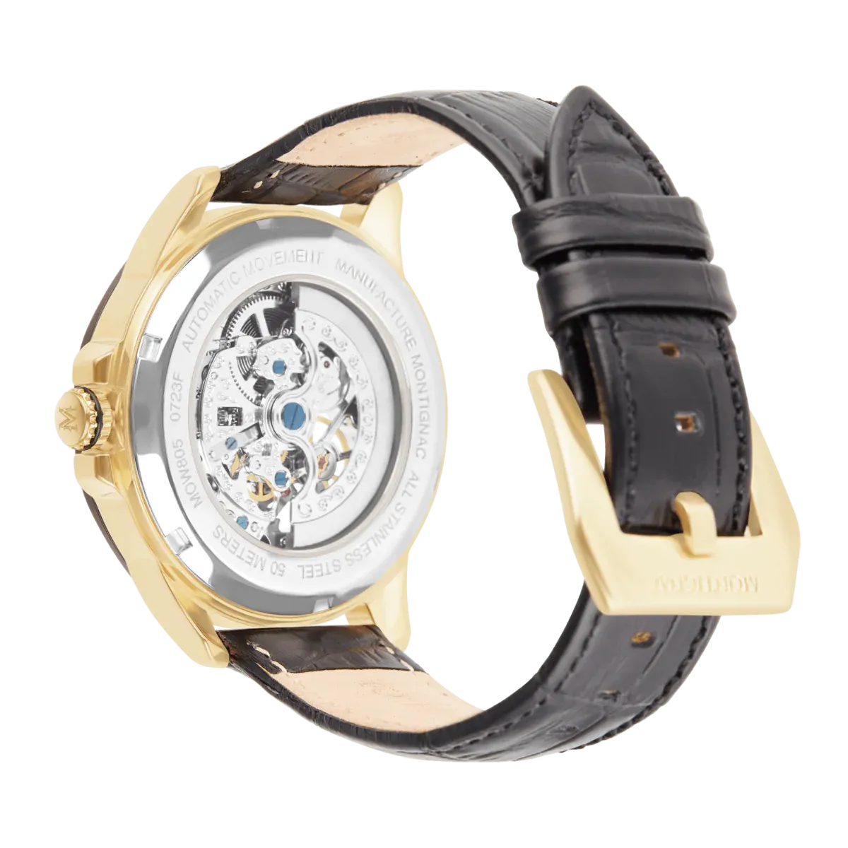 Montignac - Montre Round Automatique Cuir Noir – Image 3