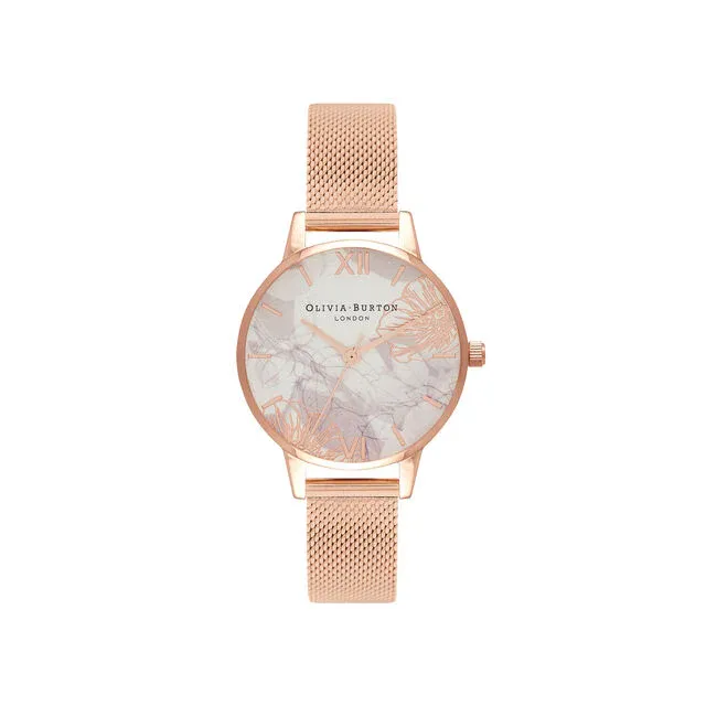 Olivia Burton - Montre Florale Rose Gold Maille Milanaise