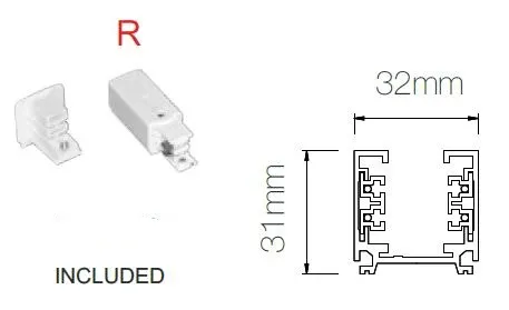 Rail / Profilé triphasé avec alimentation et embout – Image 4