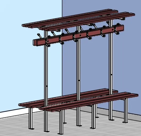 Banc central double exotique support galvanise