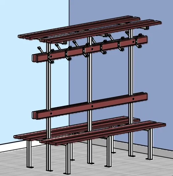 Banc central complet double exotique support galvanise + ral blanc