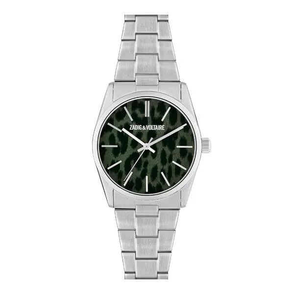 Zadig & Voltaire- Montre Femme Fusion Motif "Leopard" "Fond Vert"