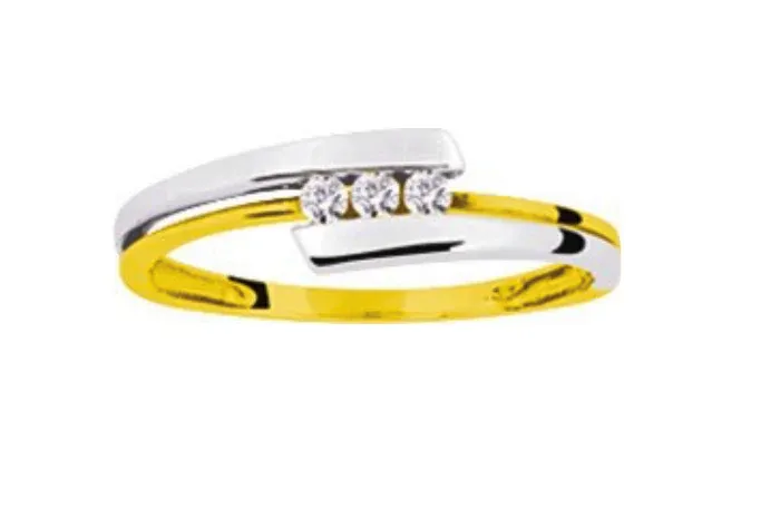 Pixies - Bague de Fiançailles Femme Or Triple Diamant