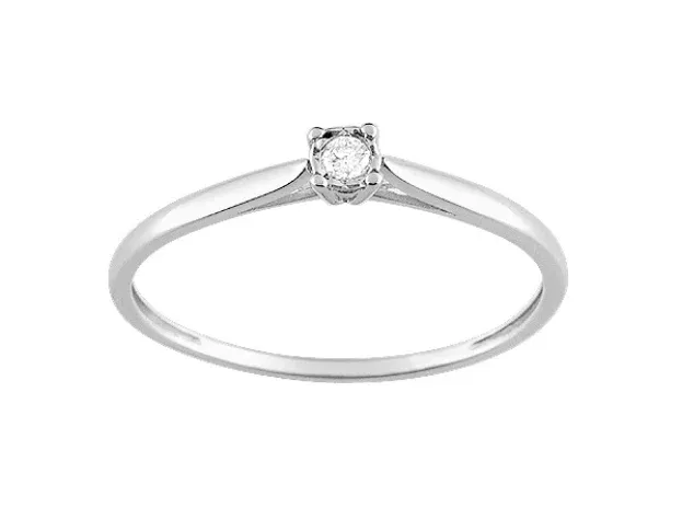 Pixies - Bague de Fiançailles Femme Or Blanc Diamant Solitaire