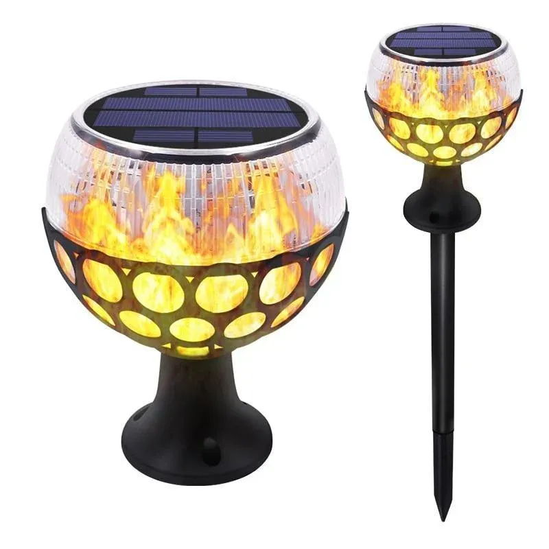 Balise solaire extérieur "Boule de Flamme 96 LED" (2en1)