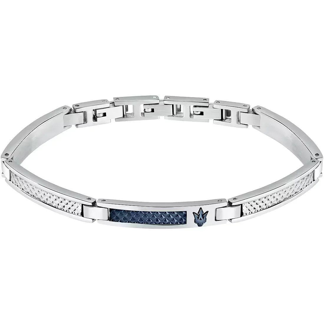 Maserati - Bracelet Iconic Acier Gris Détail Bleu