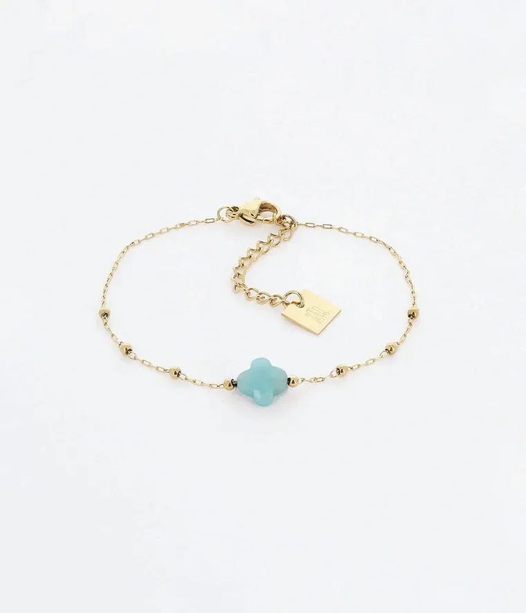 Zag Bijoux - Bracelet Velasquez Amazonite Acier Doré