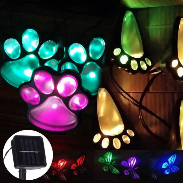 Décoration solaire "Empreintes d'animaux pattes d'Ours/Yéti"