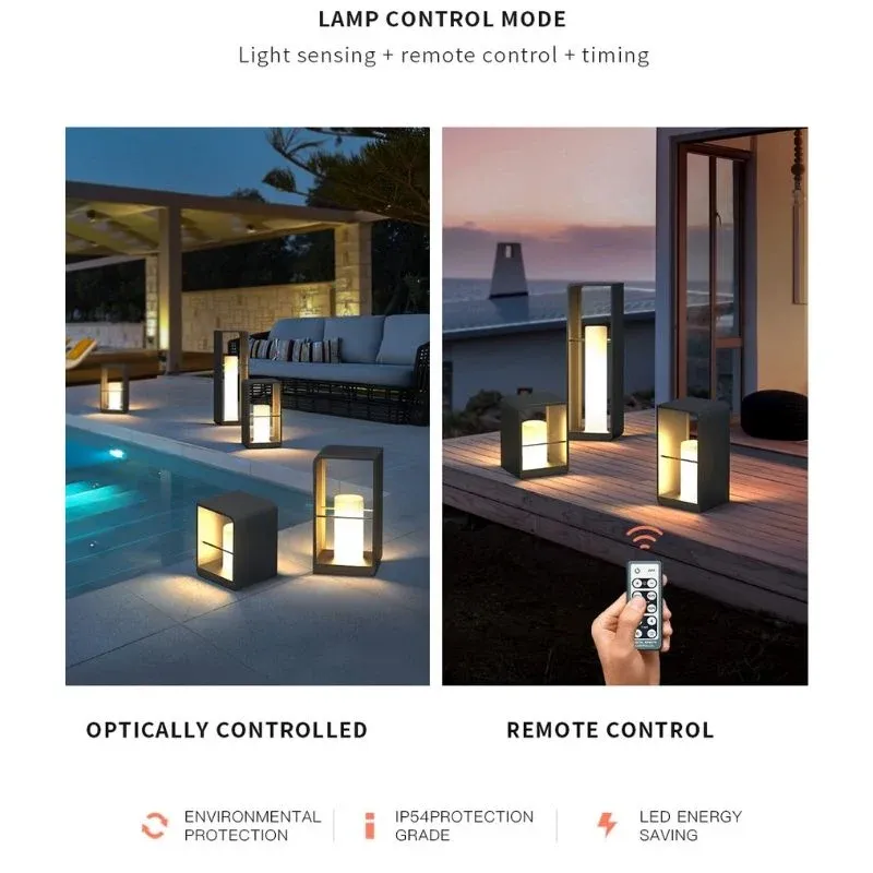 Lampe solaire design Cylindrique Luxe Extérieur LED (48 CM) INOX – Image 6