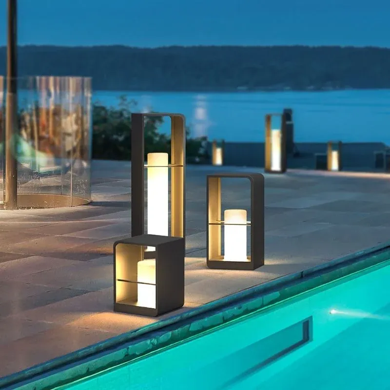 Lampe solaire design Cylindrique Luxe Extérieur LED (68 CM) INOX – Image 2