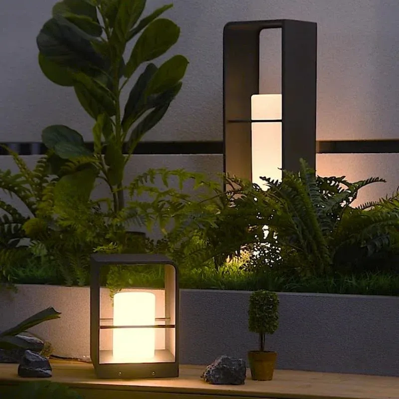 Lampe solaire design Cylindrique Luxe Extérieur LED (68 CM) INOX – Image 3