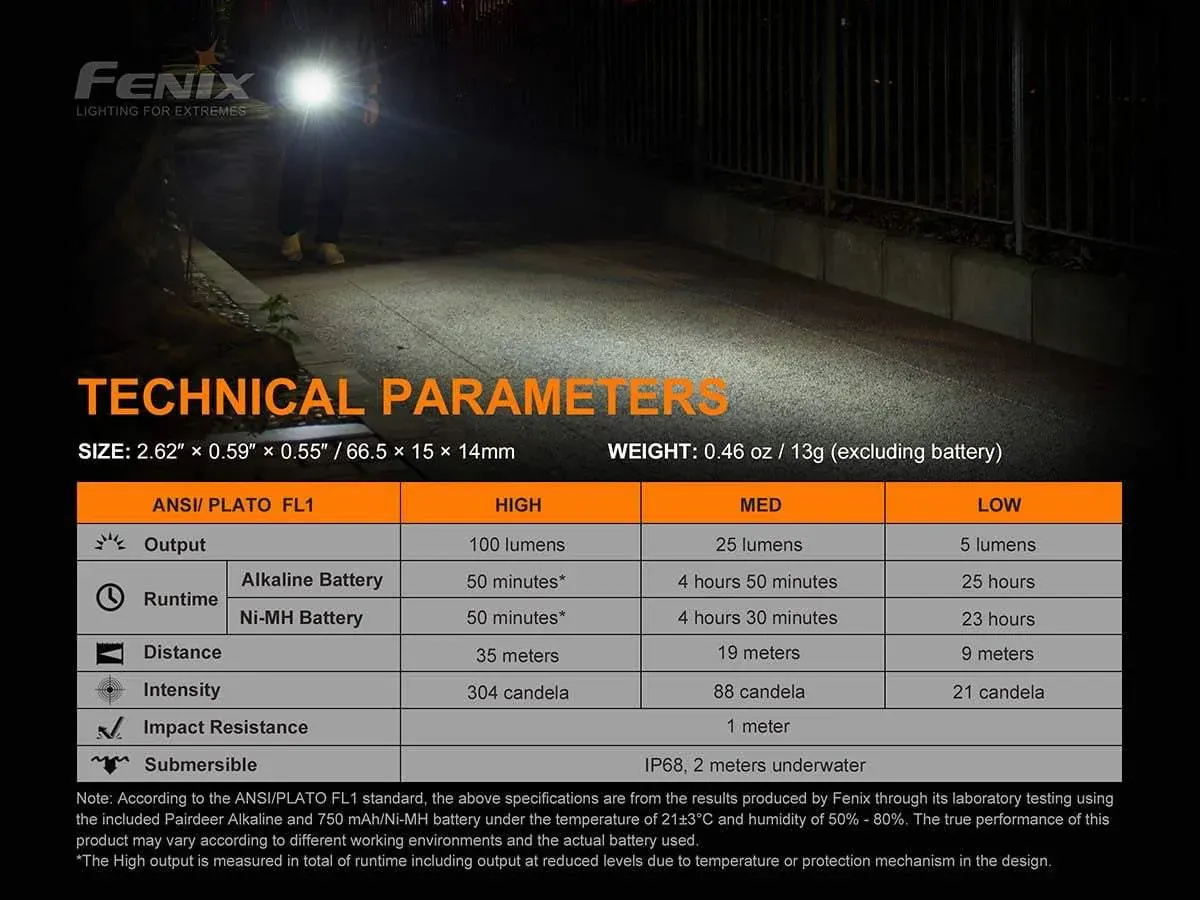 Fenix E01 V2.0 - 100 lumens - Piles AAA - 35 mètres de portée – Image 3