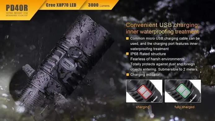 Fenix PD40R - Rechargeable USB - 3000 Lumens - 7H25 à 350 Lumens ! – Image 4