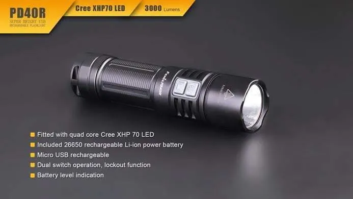 Fenix PD40R - Rechargeable USB - 3000 Lumens - 7H25 à 350 Lumens ! – Image 6
