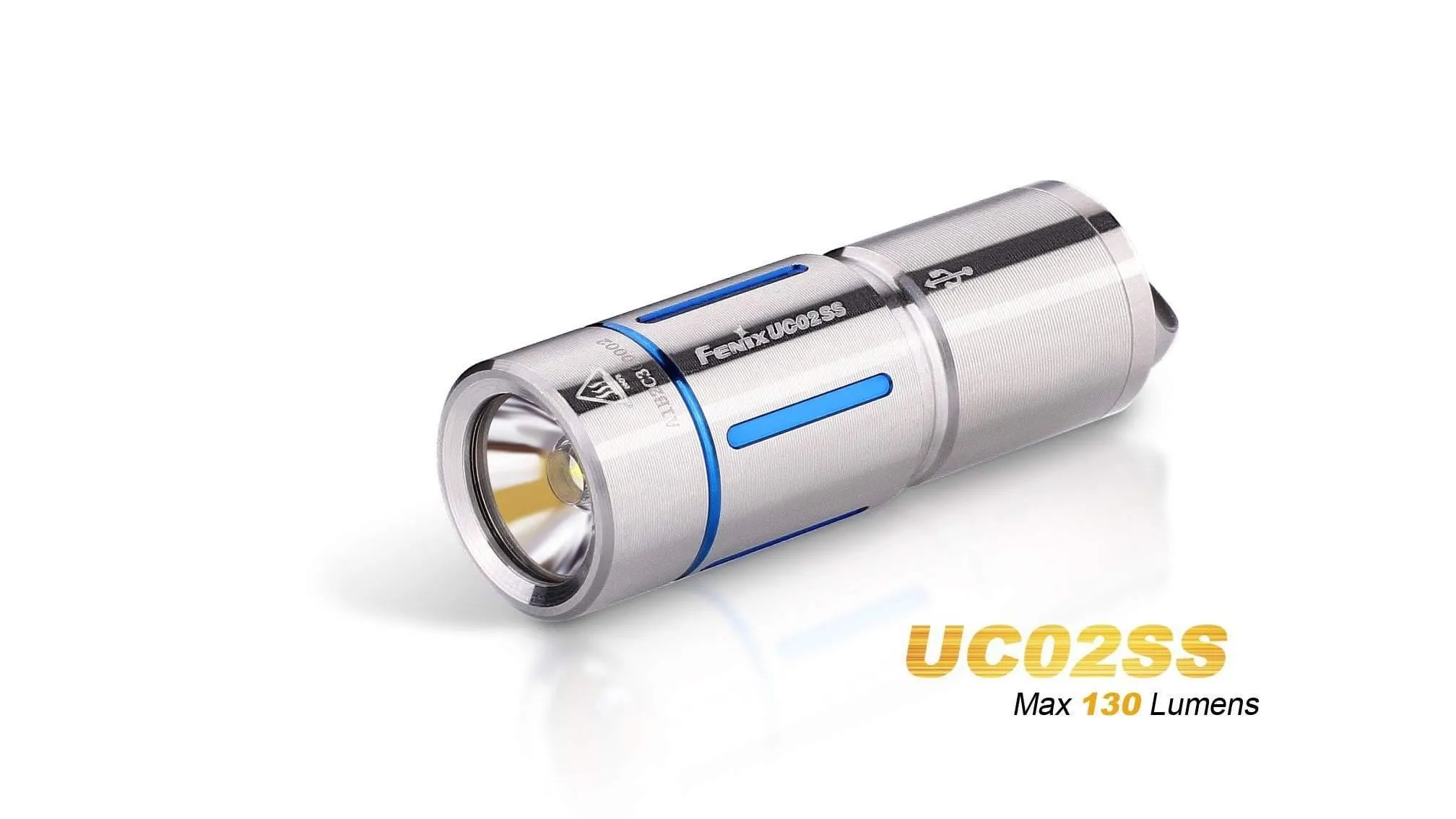 Fenix UC02 - mini lampe torche - 130 Lumens - rechargeable avec batterie -Bleu en Stainless steel