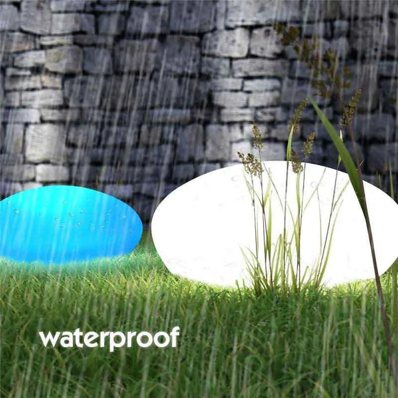 Lampe Solaire Jardin "Grand Galet Blanc Multicolore" – Image 2