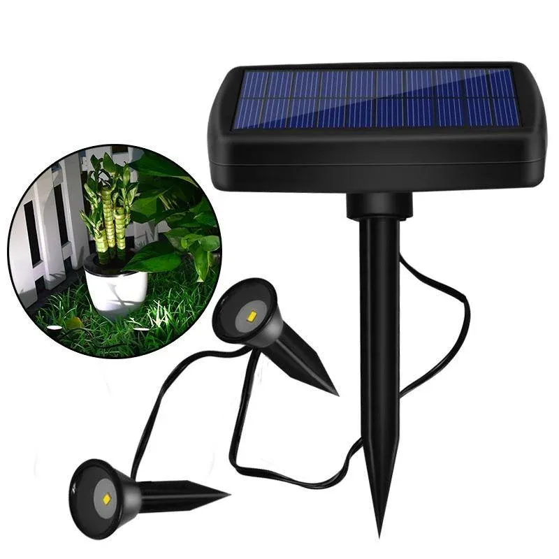 Lampe solaire jardin puissante pour plantes (2 Spot LED)