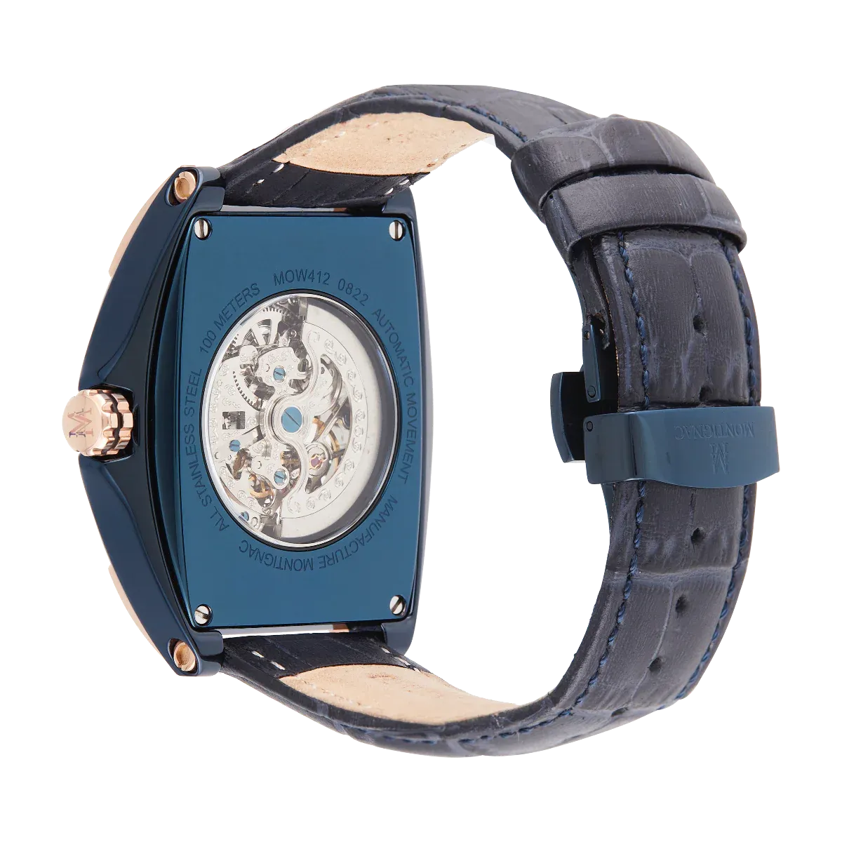 Montignac - Montre Automatique Tonneau Cuir Bleu – Image 3