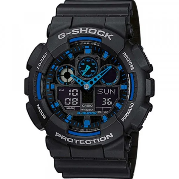 G-Shock - Montre Homme Sport En Résine Noire Cadran Bleu