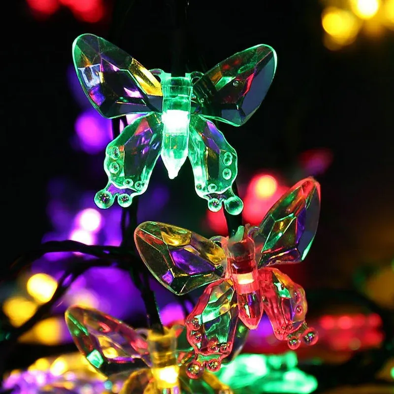 Guirlande Solaire Multicolore "Papillon de Cristal"