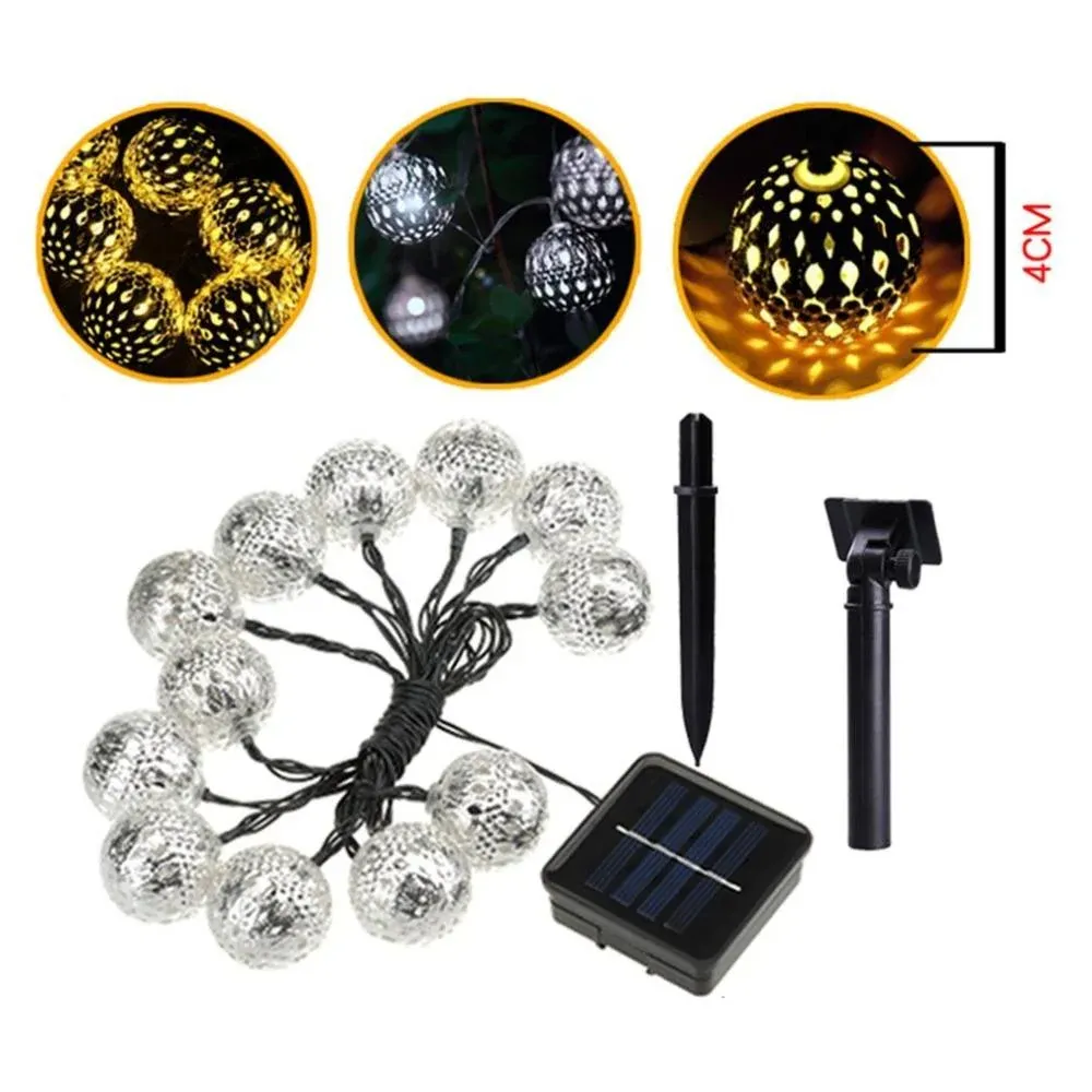 Guirlande solaire Marocaine Lumineuse en Argenté – Image 5