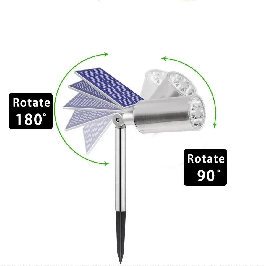 Balise solaire extérieure "Projecteur à piquet jardin" 6 LED (Inox) – Image 3