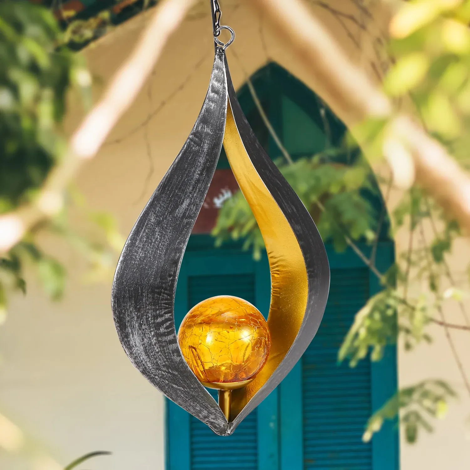 Lanterne solaire metal "Flamme noire" – Image 4