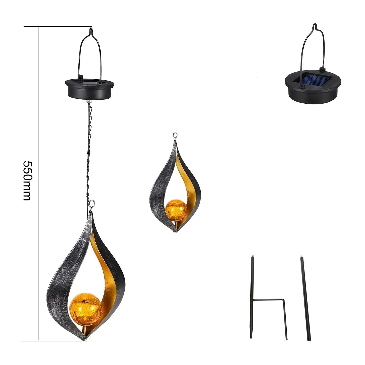 Lanterne solaire metal "Flamme noire" – Image 5