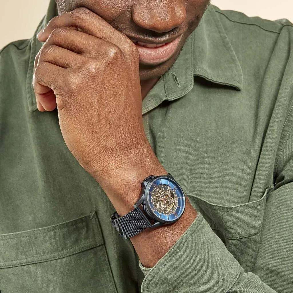 Montignac - Montre En Acier Milanais Bleu Automatique – Image 2