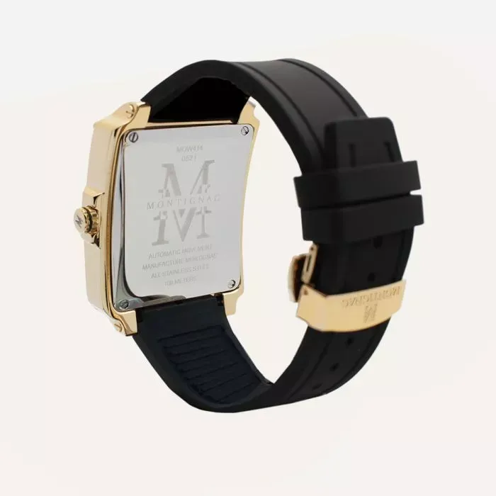 Montignac - Montre Square Automatique Silicone Noir & Gold – Image 3